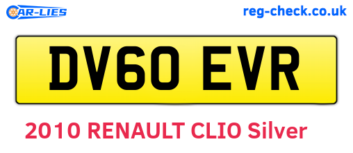 DV60EVR are the vehicle registration plates.