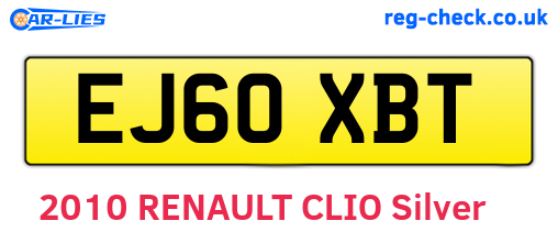 EJ60XBT are the vehicle registration plates.