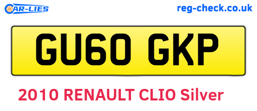 GU60GKP are the vehicle registration plates.