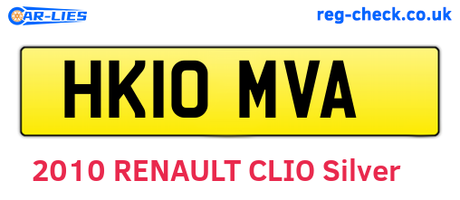 HK10MVA are the vehicle registration plates.