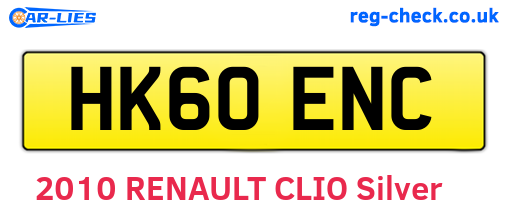 HK60ENC are the vehicle registration plates.