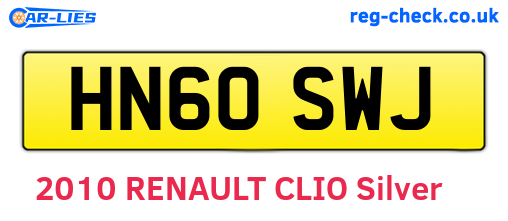 HN60SWJ are the vehicle registration plates.