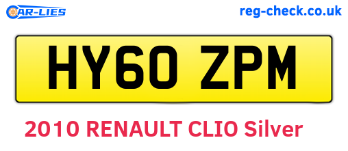 HY60ZPM are the vehicle registration plates.