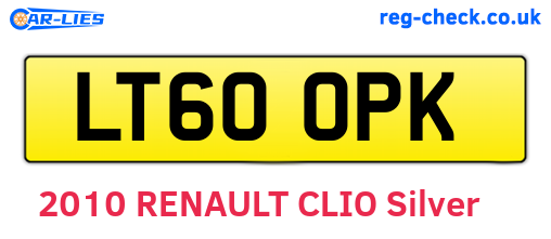 LT60OPK are the vehicle registration plates.