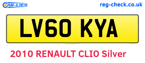 LV60KYA are the vehicle registration plates.