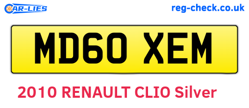 MD60XEM are the vehicle registration plates.