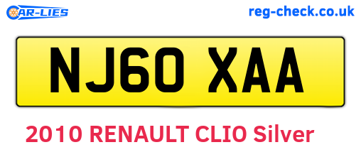 NJ60XAA are the vehicle registration plates.