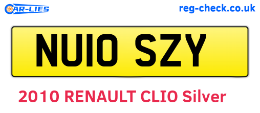 NU10SZY are the vehicle registration plates.