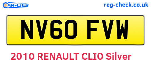 NV60FVW are the vehicle registration plates.