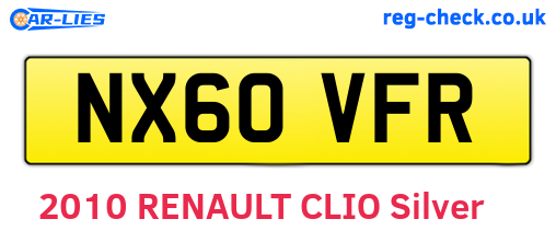 NX60VFR are the vehicle registration plates.