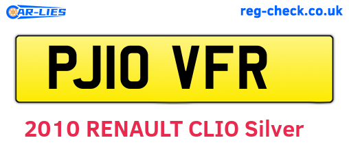 PJ10VFR are the vehicle registration plates.