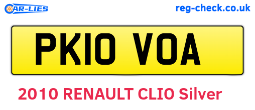PK10VOA are the vehicle registration plates.