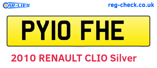 PY10FHE are the vehicle registration plates.