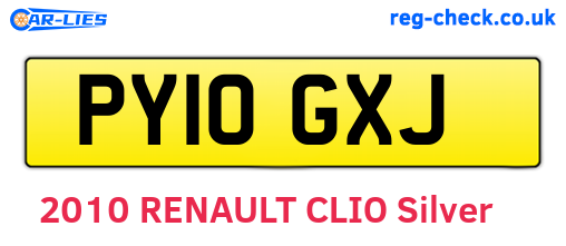 PY10GXJ are the vehicle registration plates.