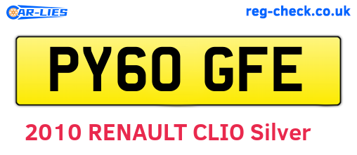 PY60GFE are the vehicle registration plates.