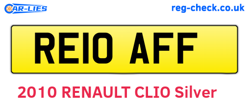 RE10AFF are the vehicle registration plates.