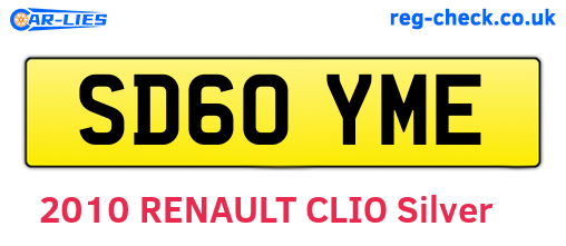 SD60YME are the vehicle registration plates.