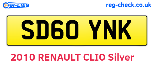 SD60YNK are the vehicle registration plates.