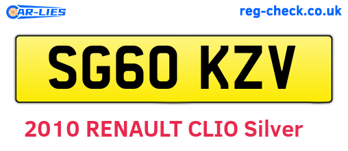 SG60KZV are the vehicle registration plates.