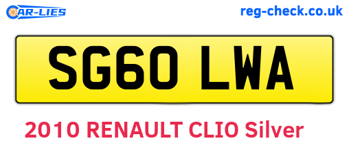 SG60LWA are the vehicle registration plates.
