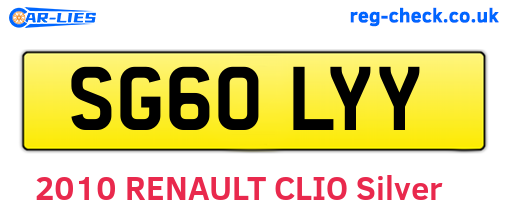 SG60LYY are the vehicle registration plates.