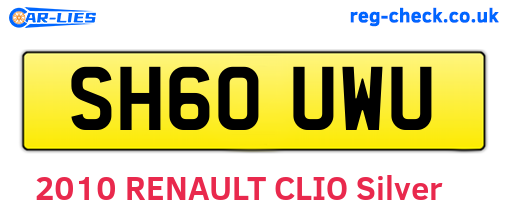 SH60UWU are the vehicle registration plates.