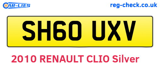 SH60UXV are the vehicle registration plates.