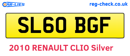 SL60BGF are the vehicle registration plates.