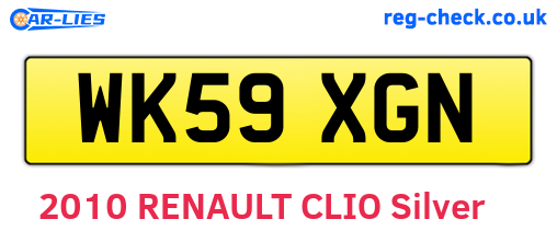 WK59XGN are the vehicle registration plates.