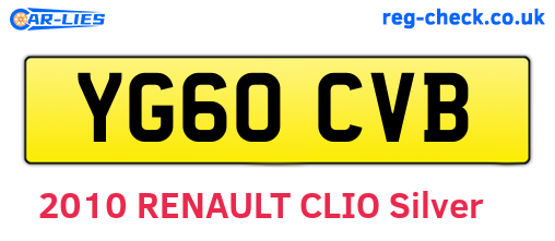 YG60CVB are the vehicle registration plates.
