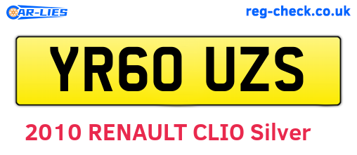 YR60UZS are the vehicle registration plates.