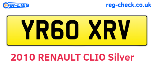 YR60XRV are the vehicle registration plates.