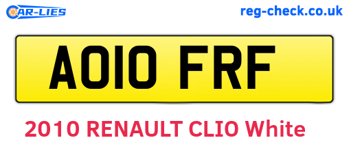 AO10FRF are the vehicle registration plates.