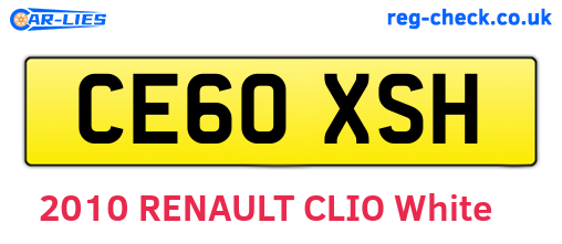 CE60XSH are the vehicle registration plates.