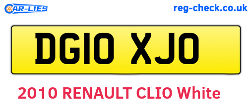 DG10XJO are the vehicle registration plates.