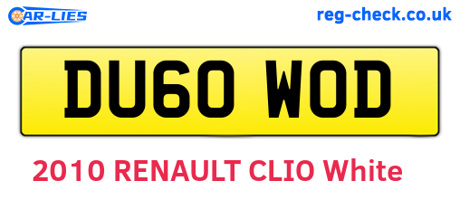 DU60WOD are the vehicle registration plates.