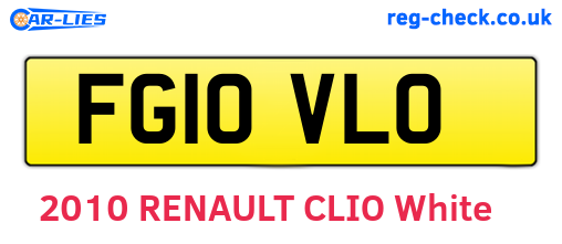 FG10VLO are the vehicle registration plates.