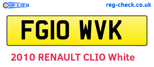 FG10WVK are the vehicle registration plates.