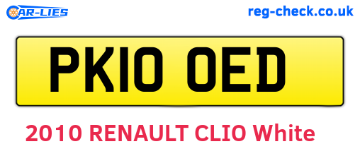 PK10OED are the vehicle registration plates.