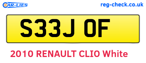 S33JOF are the vehicle registration plates.