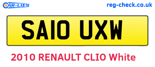 SA10UXW are the vehicle registration plates.