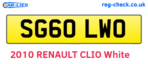 SG60LWO are the vehicle registration plates.