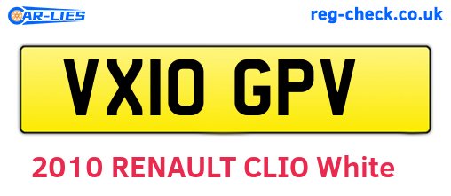 VX10GPV are the vehicle registration plates.