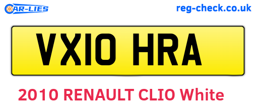 VX10HRA are the vehicle registration plates.