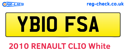 YB10FSA are the vehicle registration plates.