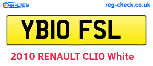 YB10FSL are the vehicle registration plates.