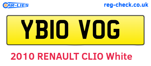 YB10VOG are the vehicle registration plates.