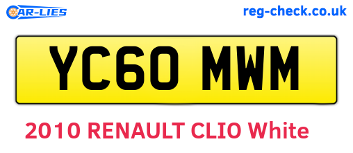 YC60MWM are the vehicle registration plates.