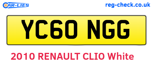 YC60NGG are the vehicle registration plates.