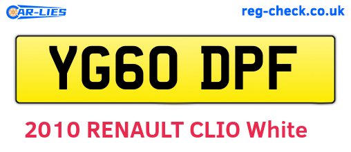 YG60DPF are the vehicle registration plates.